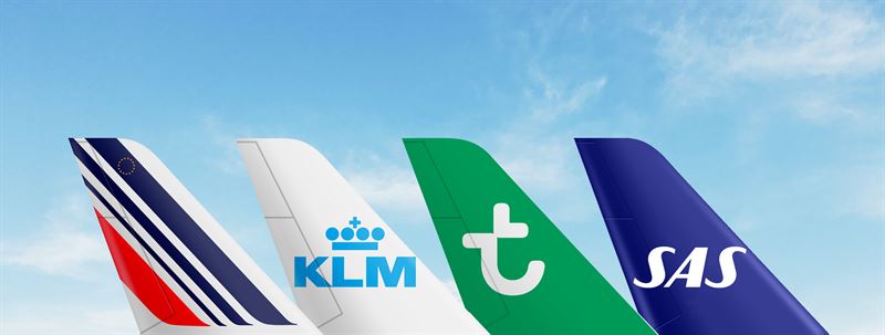 Air France, KLM, Transavia og SAS efter gruppens overtagelse af majoritetsandelen af SAS.